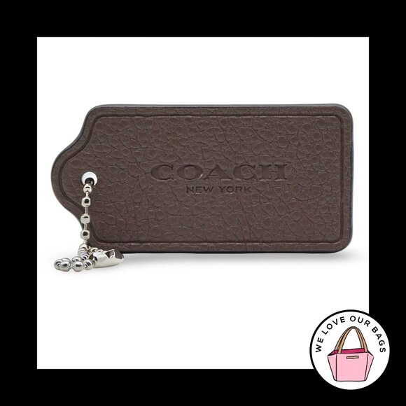 2.5" COACH NEW YORK Brown Pebbled Leather Nickel Fob Bag Charm Keychain Hang Tag - Picture 1 of 1